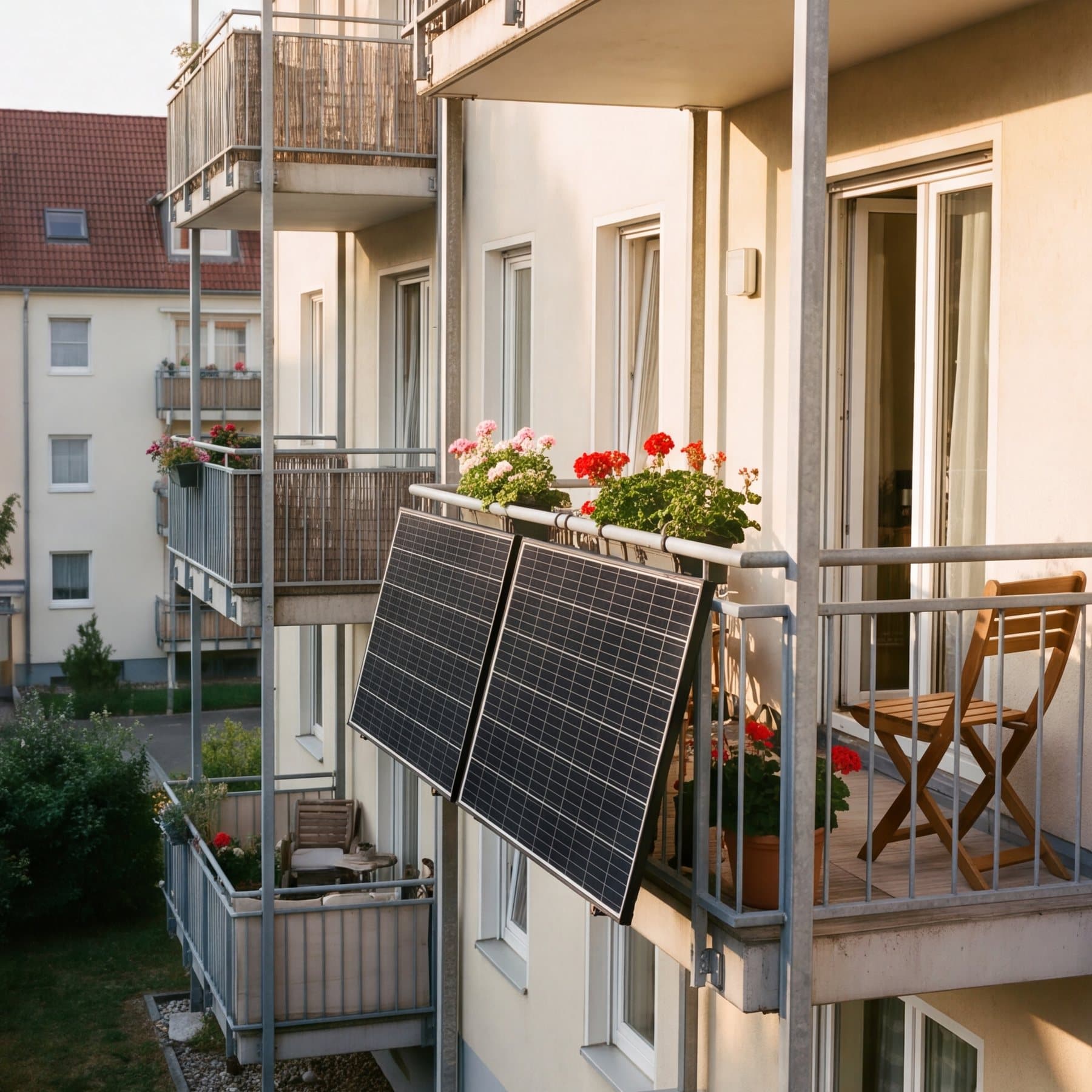 Solarmodule am Balkongeländer